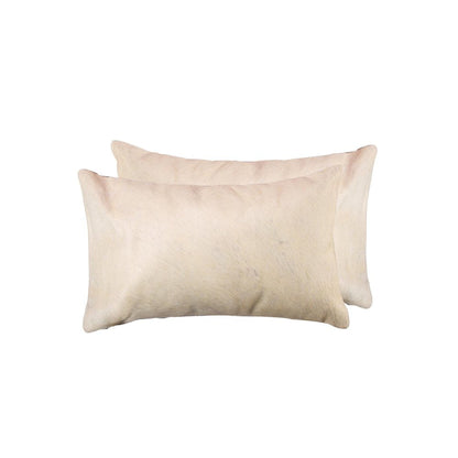 Set of Two 12" X 20" Natural Cowhide Throw Pillow HomeRoots