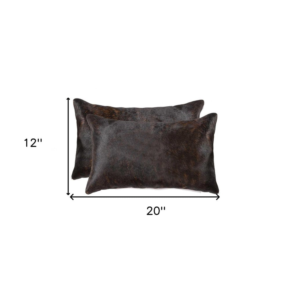 Set of Two 12" X 20" Chocolate Cowhide Cowhide Throw Pillows — view 5