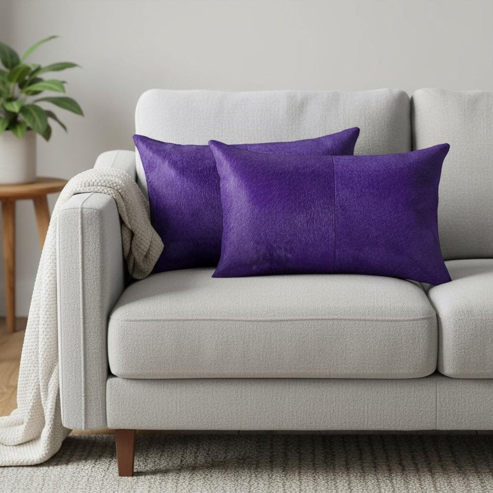 12 X 20 Purple Cowhide Throw Pillow — view 4