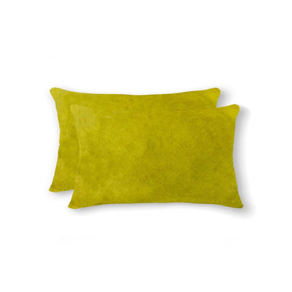 12" X 20" X 5" Yellow Cowhide  Pillow 2 Pack HomeRoots