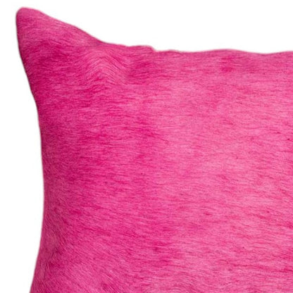 Set of Two 12" X 20" Fuchsia Cowhide Lumbar Throw Pillows HomeRoots