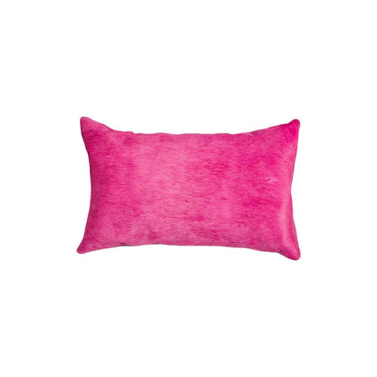 Set of Two 12" X 20" Fuchsia Cowhide Lumbar Throw Pillows HomeRoots