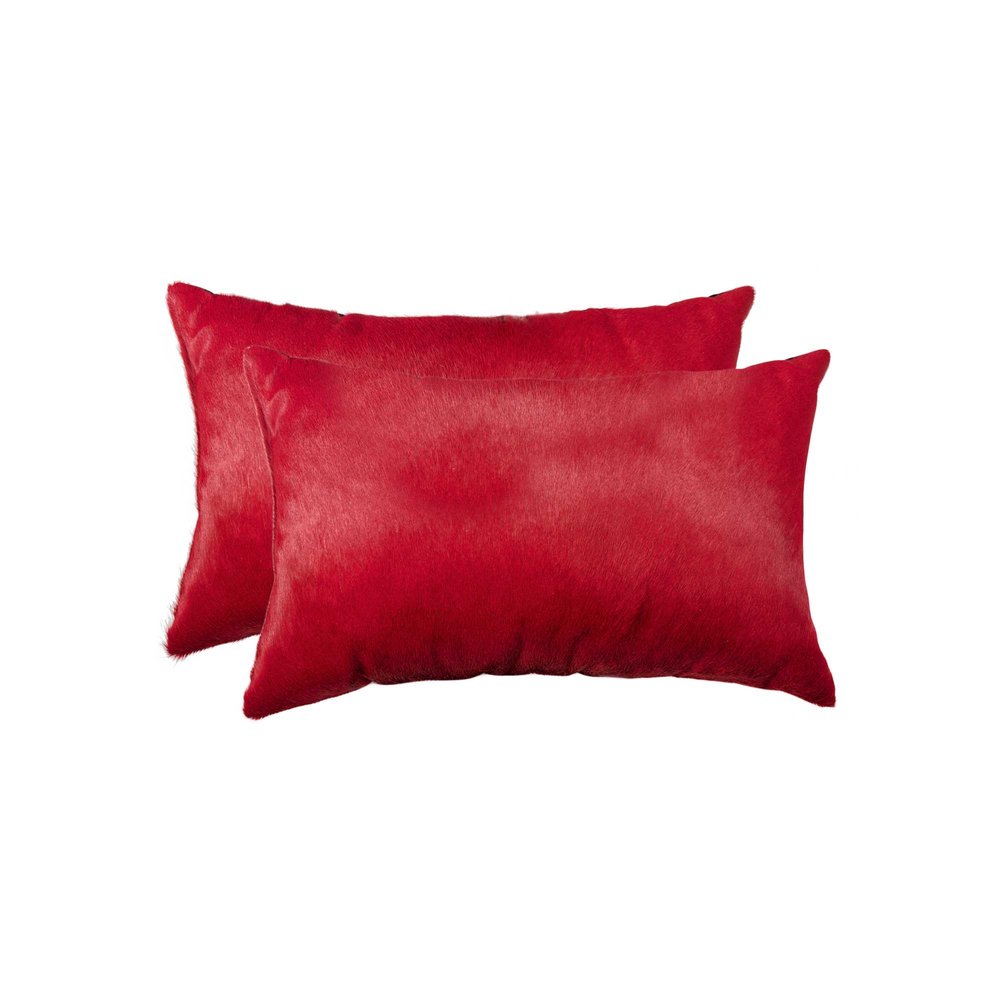 12" X 20" X 5" Wine Cowhide  Pillow 2 Pack HomeRoots