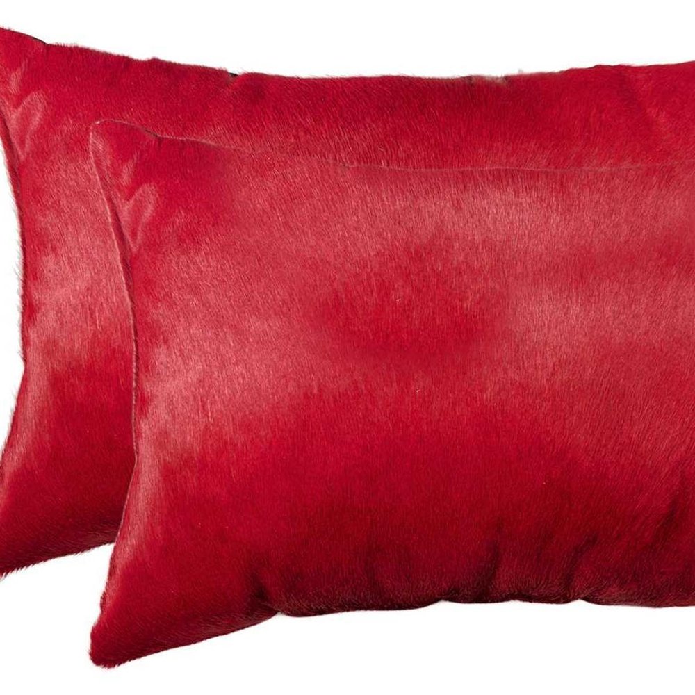 12" X 20" X 5" Wine Cowhide  Pillow 2 Pack HomeRoots