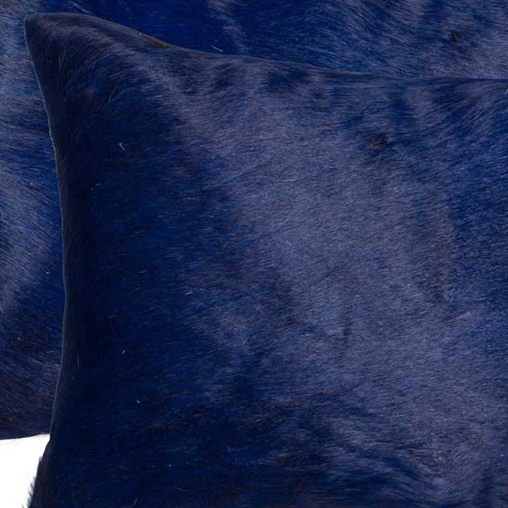 Set of Two 12" X 20" Navy Blue Cowhide Lumbar Throw Pillows — view 4