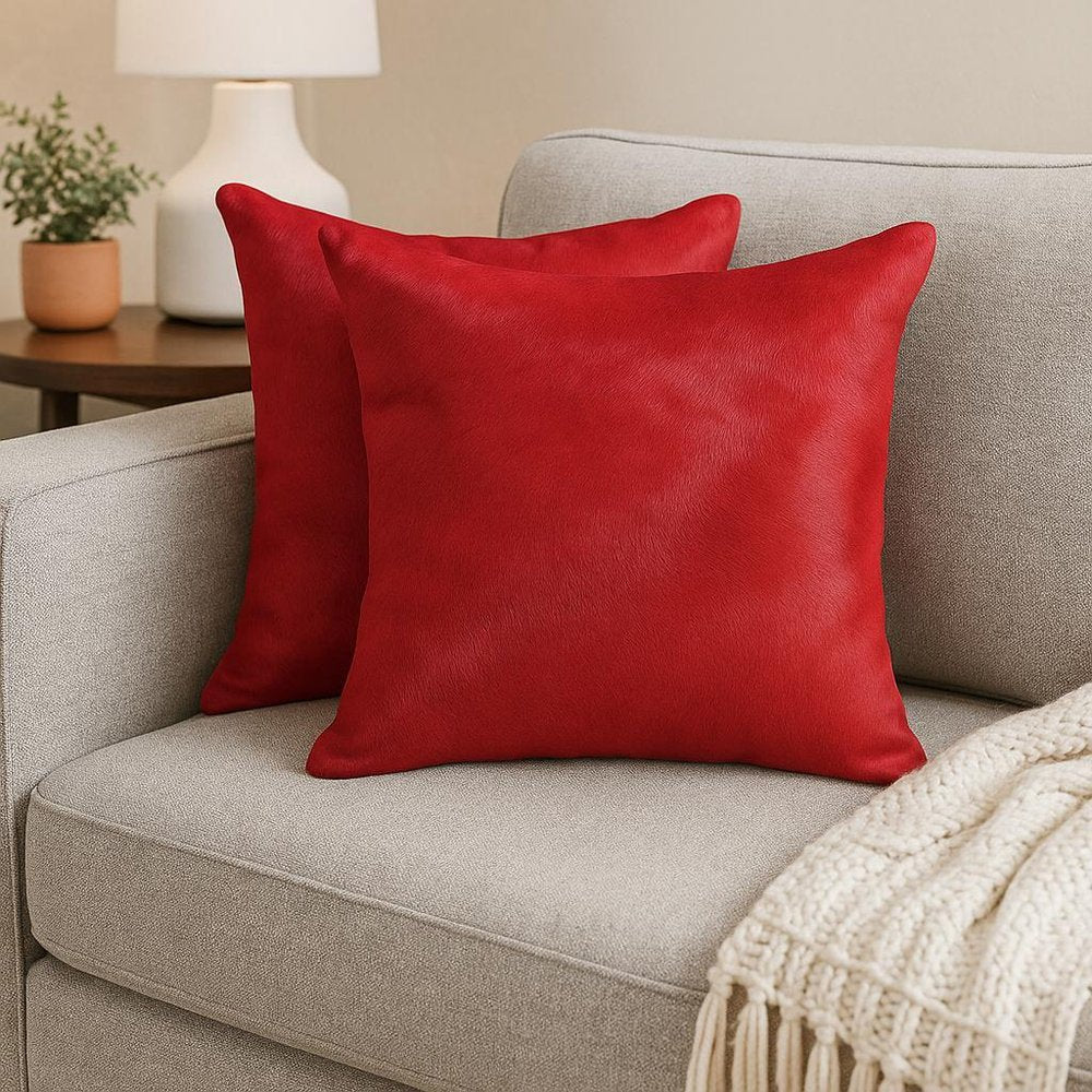 18" X 18" X 5" Wine Cowhide  Pillow 2 Pack HomeRoots