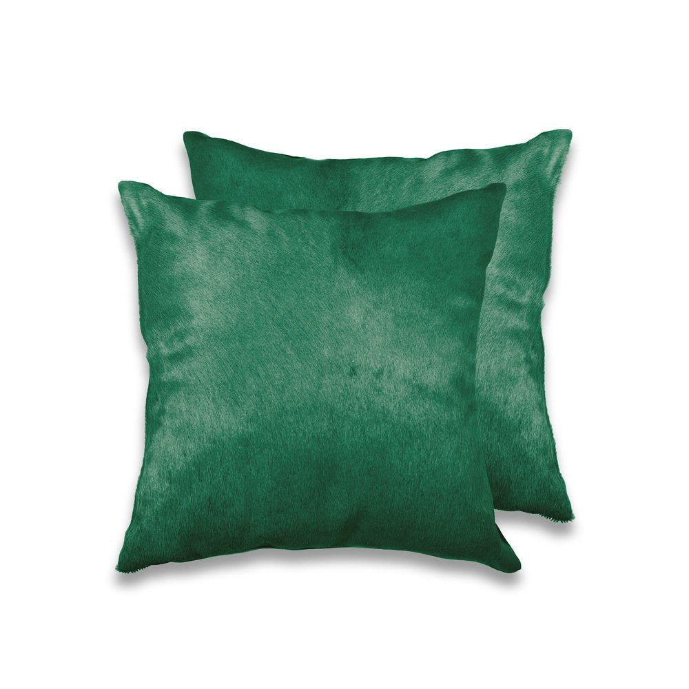 Set of Two 18" Green Cowhide Throw Pillows — view 3
