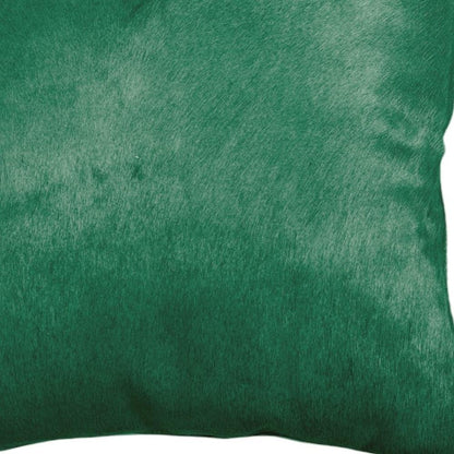 Set of Two 18" Green Cowhide Throw Pillows HomeRoots