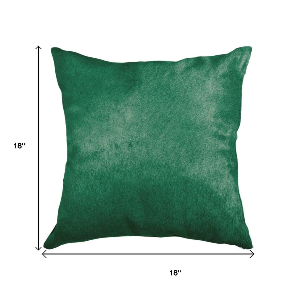 Set of Two 18" Green Cowhide Throw Pillows HomeRoots