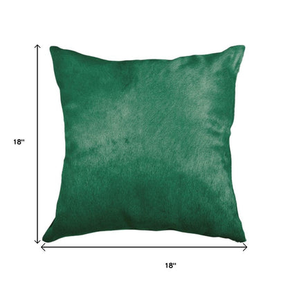 Set of Two 18" Green Cowhide Throw Pillows HomeRoots