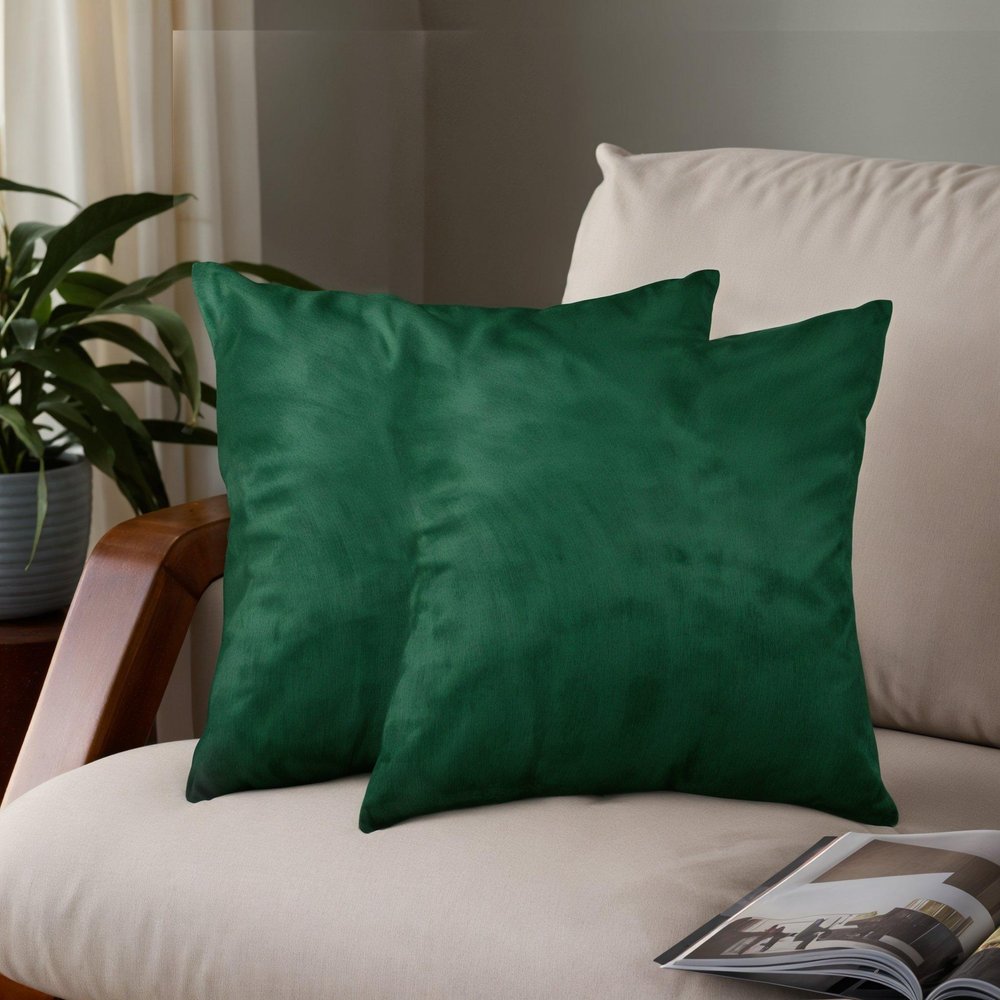 Set of Two 18" Green Cowhide Throw Pillows — view 6