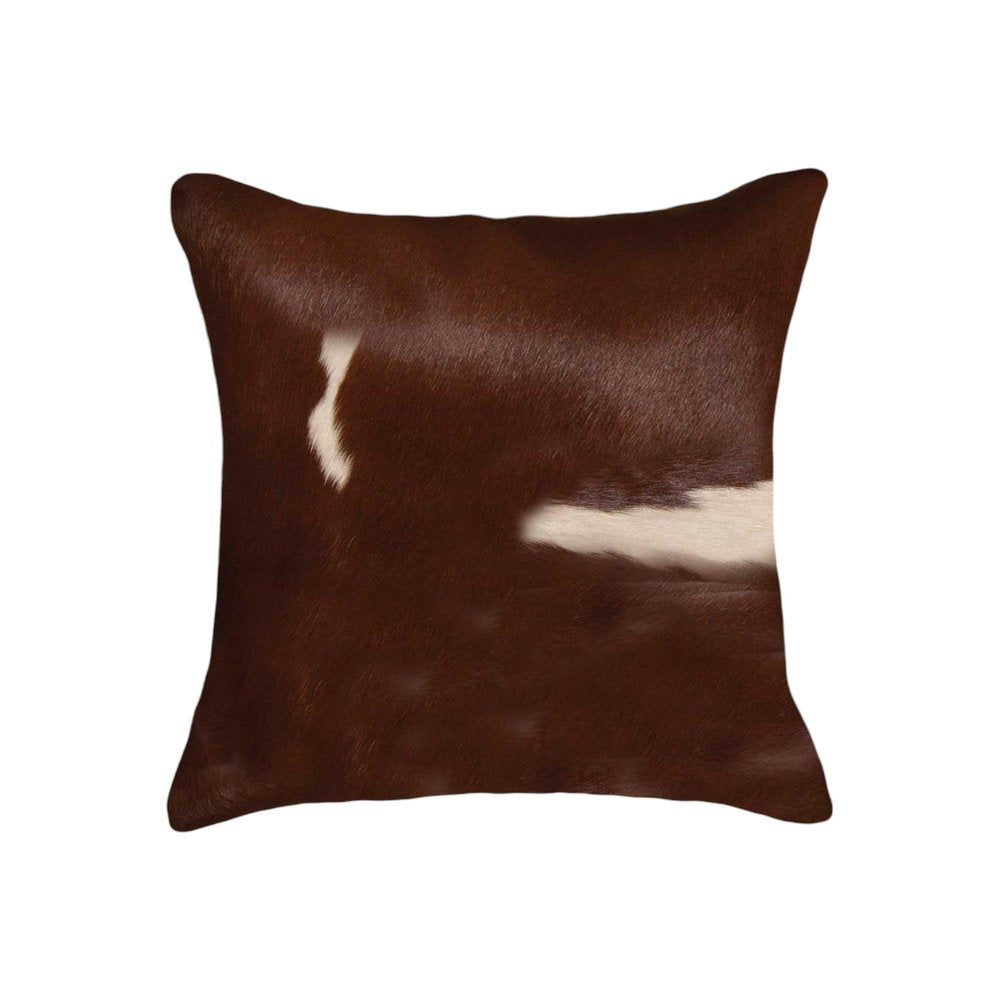 Set of Two 18" Brown And White Cowhide Throw Pillows — view 7