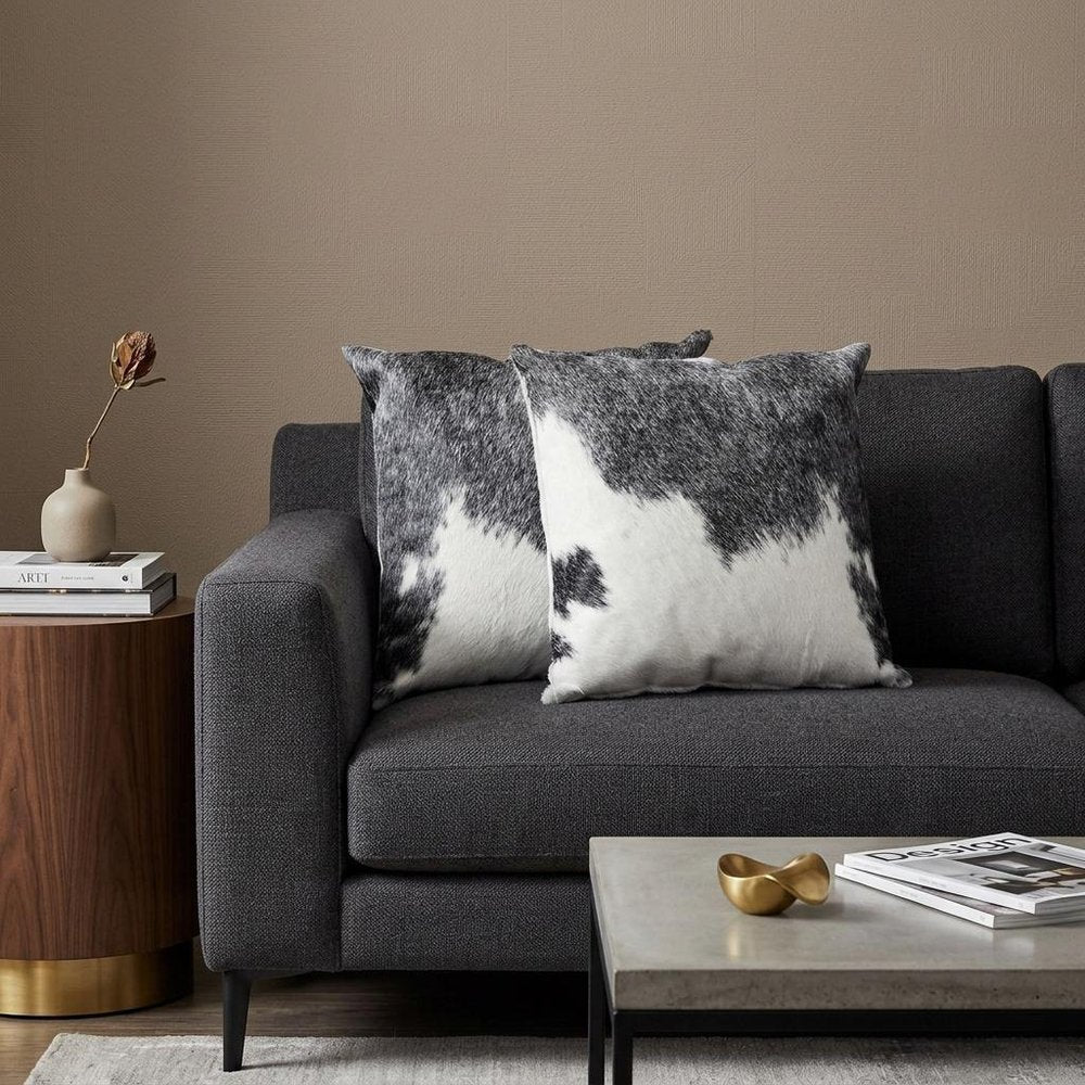 Set of Two 18" Gray and White Cowhide Throw Pillow — view 6