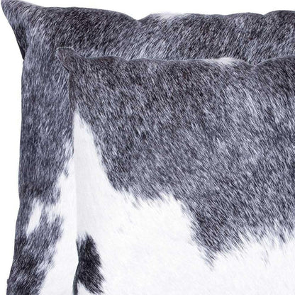 Set of Two 18" Gray and White Cowhide Throw Pillow HomeRoots