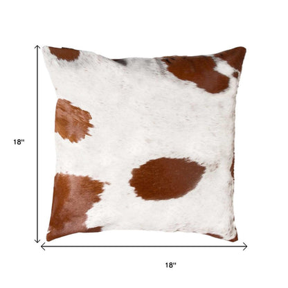 Set of Two 18" Brown And White Cowhide Throw Pillows HomeRoots
