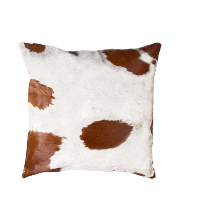Set of Two 18" Brown And White Cowhide Throw Pillows HomeRoots