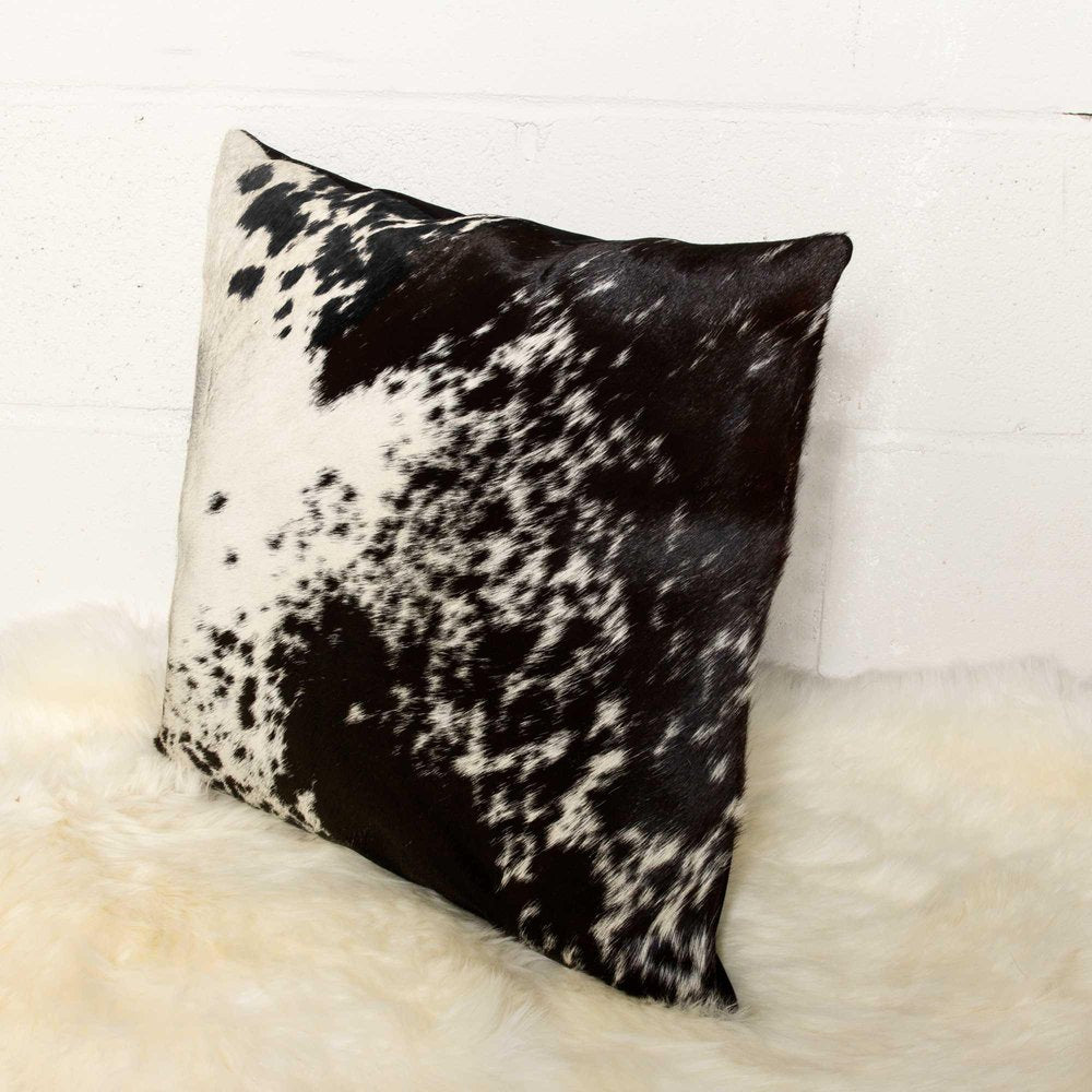 18 X 18 Black And White Cowhide Throw Pillow — view 2