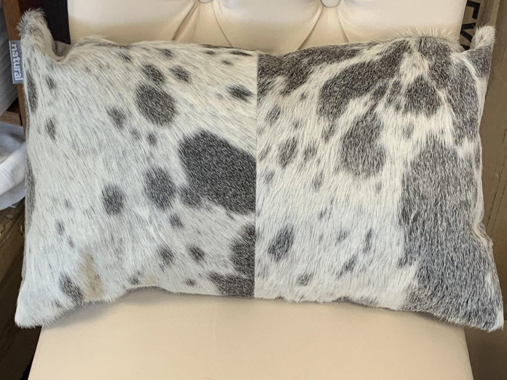 Set Of 2 Gray And White Natural Cowhide Pillows HomeRoots