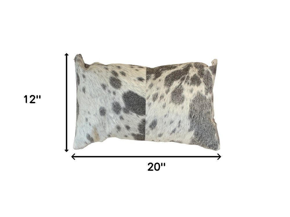 Set Of 2 Gray And White Natural Cowhide Pillows — view 6