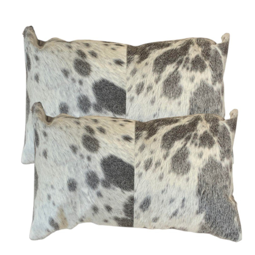 Set Of 2 Gray And White Natural Cowhide Pillows HomeRoots