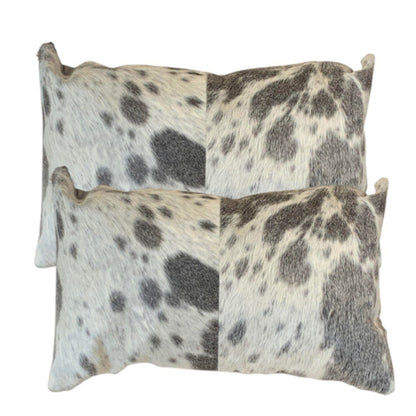 Set Of 2 Gray And White Natural Cowhide Pillows HomeRoots