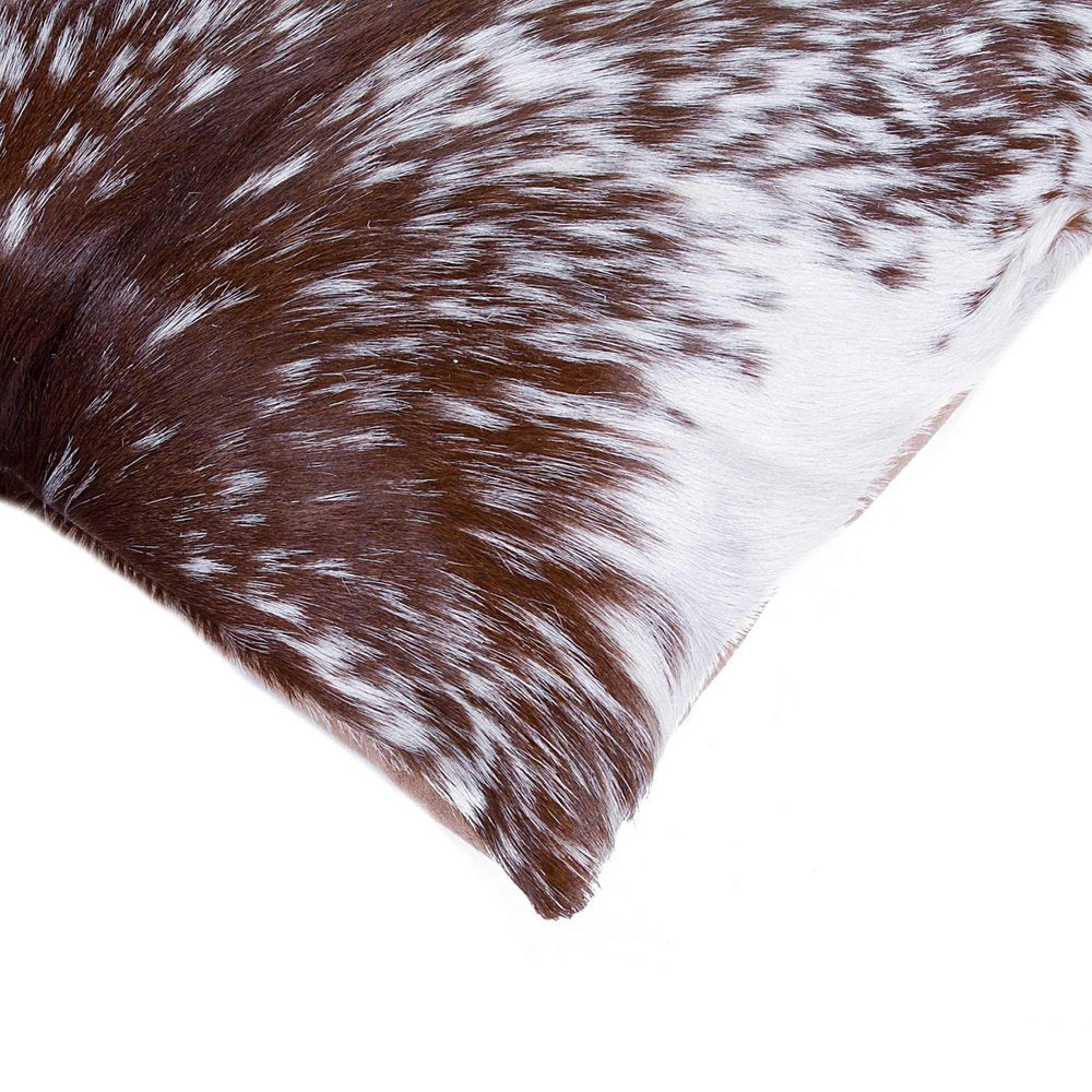 Set of Two 18" Brown and White Cowhide Throw Pillow HomeRoots