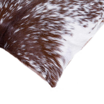 Set of Two 18" Brown and White Cowhide Throw Pillow HomeRoots