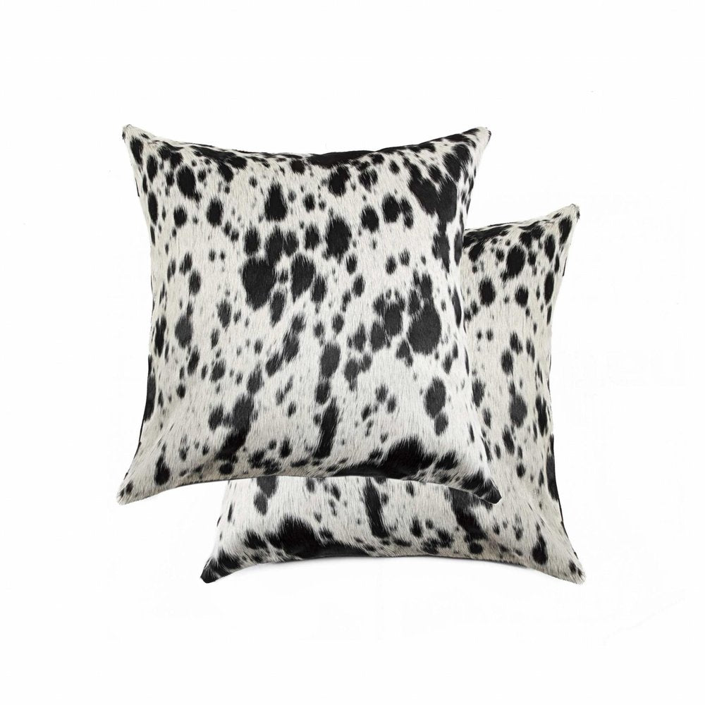 16"X16" Salt And Pepper Black And White Cowhide  Pillow 2 Pack — view 1