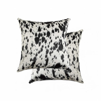 16"X16" Salt And Pepper Black And White Cowhide  Pillow 2 Pack HomeRoots