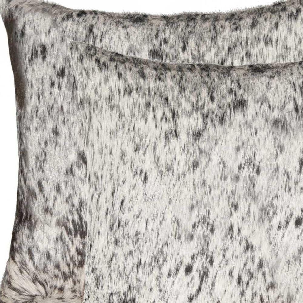 Set of Two 18" Gray and White Cowhide Throw Pillow HomeRoots