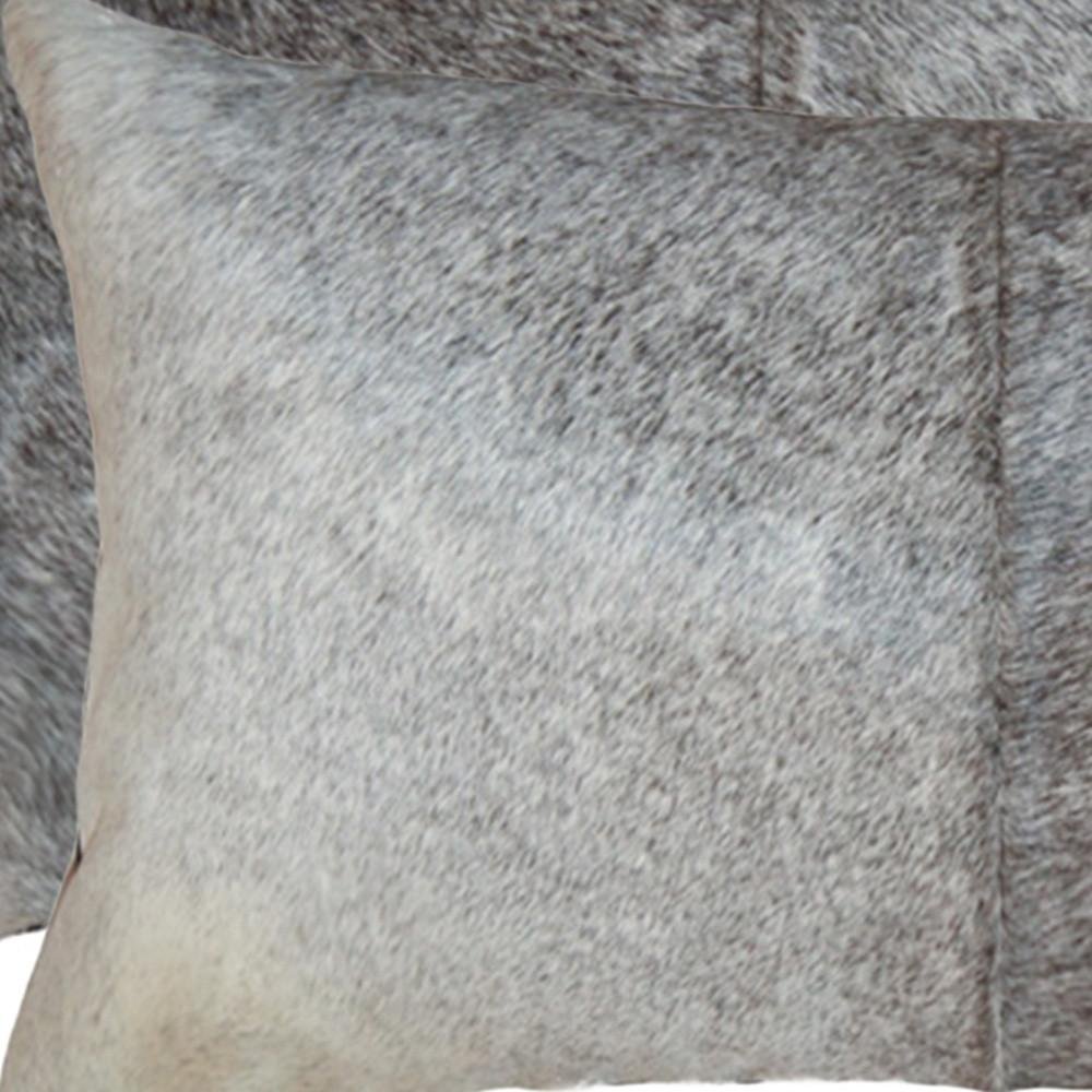 Set of Two 12" X 20" Gray and White Cowhide Throw Pillow HomeRoots
