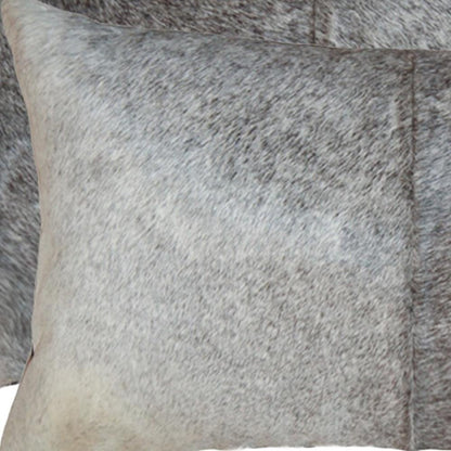 Set of Two 12" X 20" Gray and White Cowhide Throw Pillow HomeRoots
