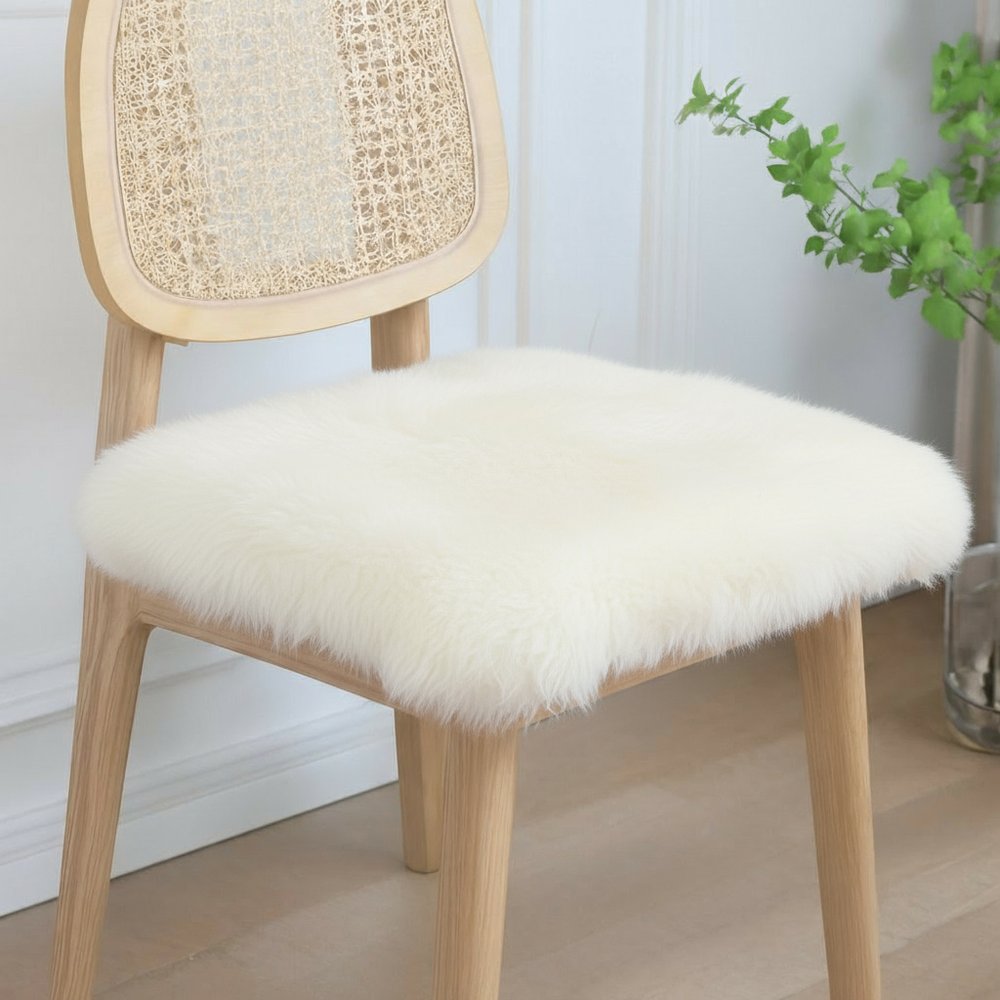 17" X 17" Black Sheepskin Solid Color Chair Pad HomeRoots