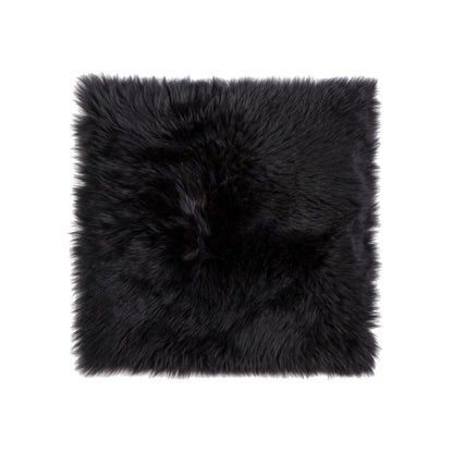 17" X 17" Black Sheepskin Solid Color Chair Pad