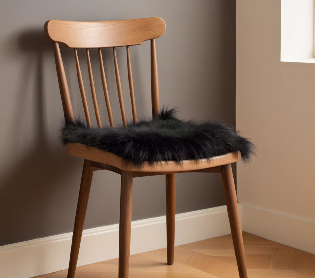 17" X 17" Black Sheepskin Solid Color Chair Pad