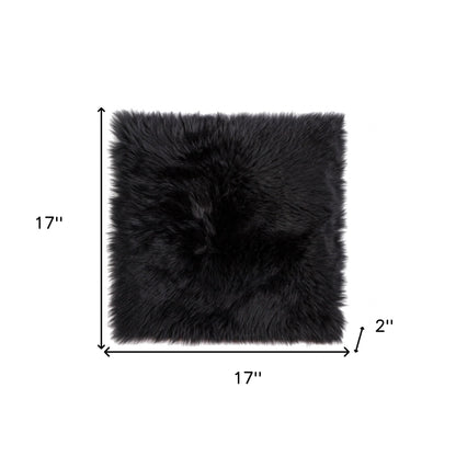 17" X 17" Black Sheepskin Solid Color Chair Pad