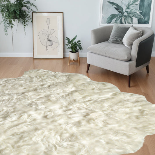 Off White Animal Print Area Rug - 5" H x 60" W x 72" D