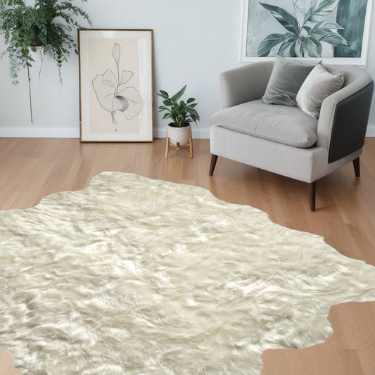 Off White Animal Print Area Rug - 5" H x 72" W x 72" D