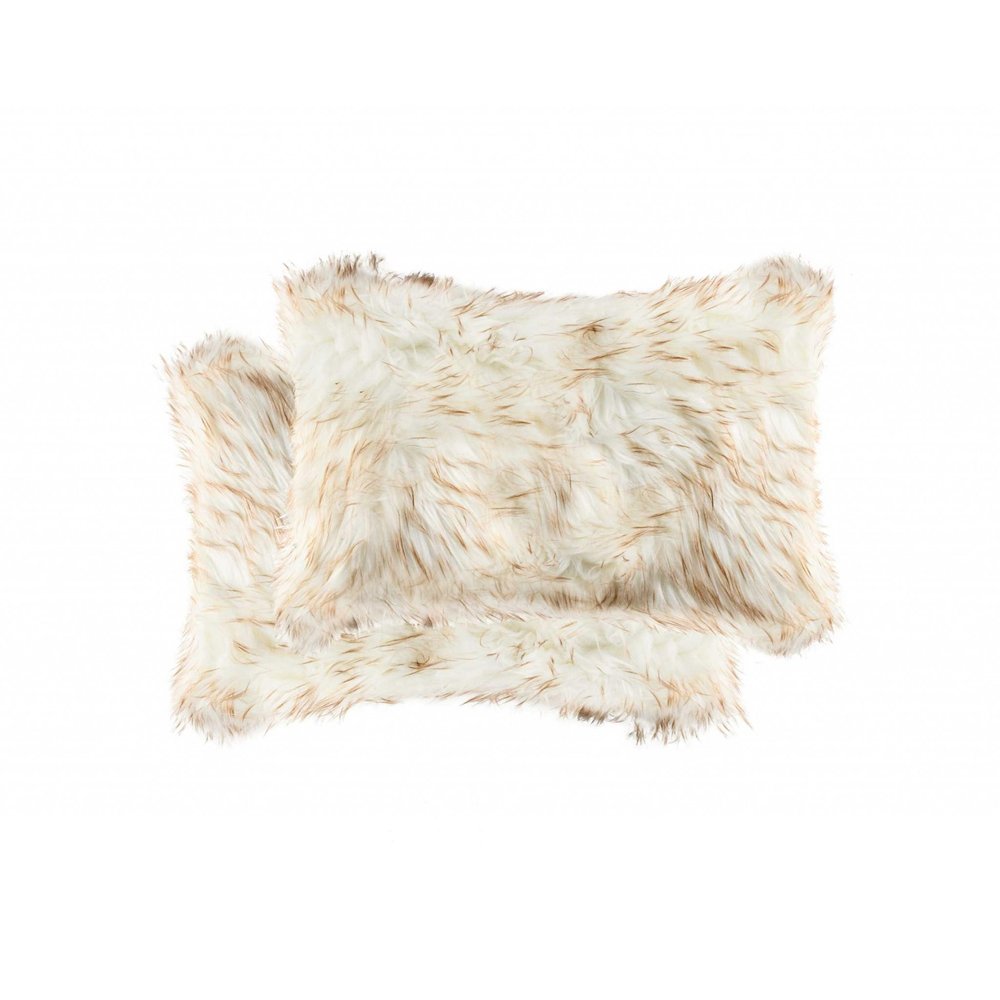 Set of Two 12" X 20" Gray Ombre Faux Fur Throw Pillows — view 11