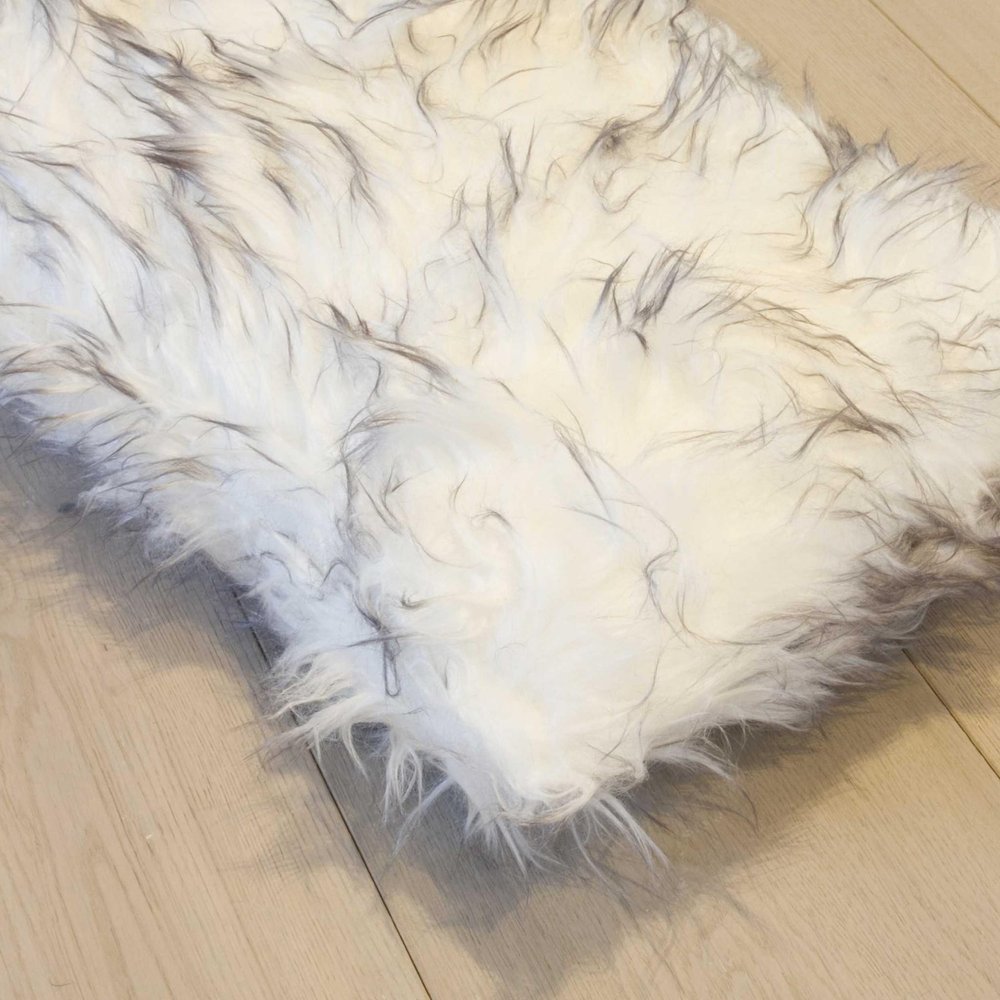 Set of Two 12" X 20" Gray Ombre Faux Fur Throw Pillows