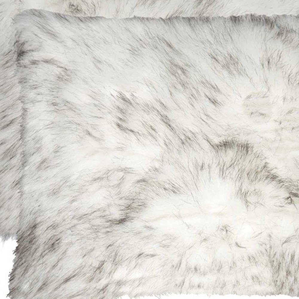 Set of Two 12" X 20" Gray Ombre Faux Fur Throw Pillows