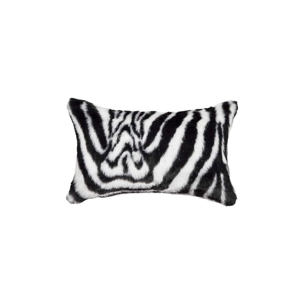 Set of Two 12" X 20" Black and White Faux Fur Throw Pillow — view 5
