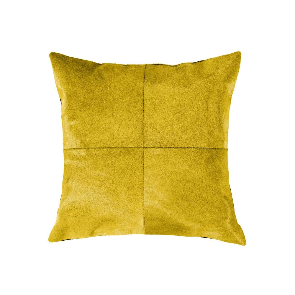 18" Yellow Cowhide Throw Pillow — view 1