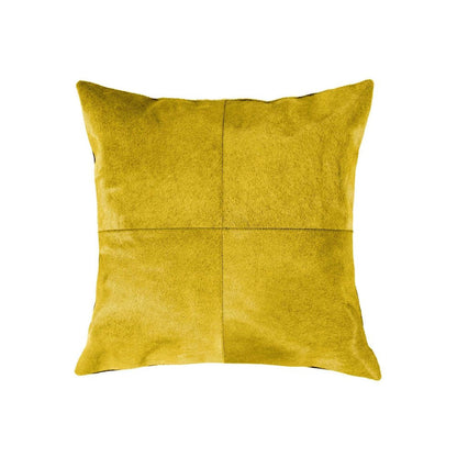 18" Yellow Cowhide Throw Pillow HomeRoots