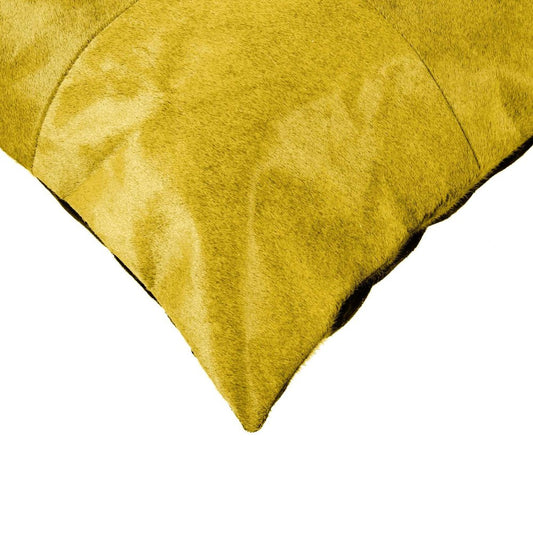 18" Yellow Cowhide Throw Pillow