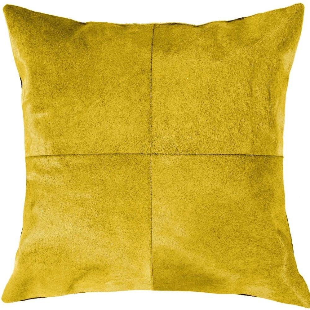 18" Yellow Cowhide Throw Pillow HomeRoots