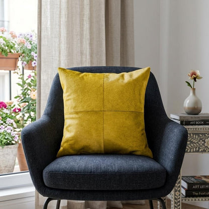 18" Yellow Cowhide Throw Pillow HomeRoots