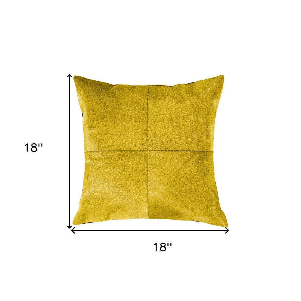 18" Yellow Cowhide Throw Pillow — view 5