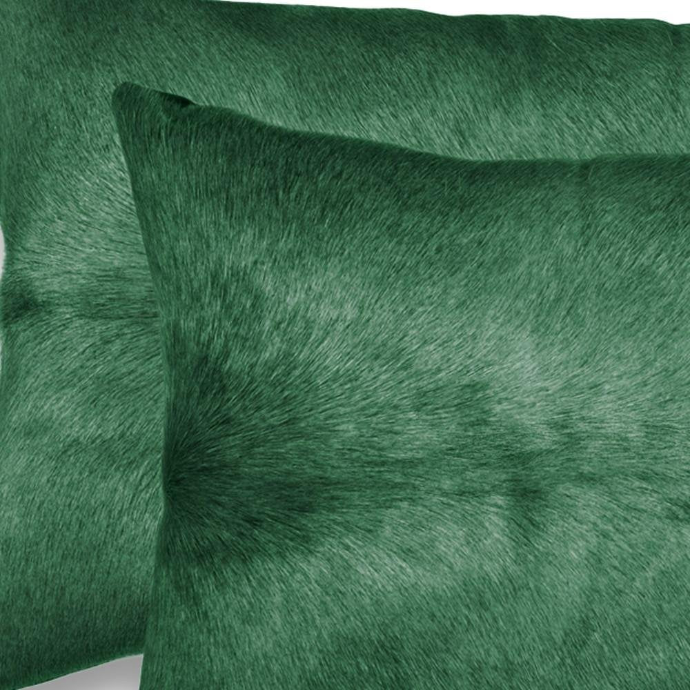 Set of Two 12" X 20" Green Cowhide Throw Pillows HomeRoots