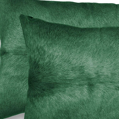 Set of Two 12" X 20" Green Cowhide Throw Pillows HomeRoots